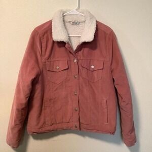 Highway jeans women's XL pink Sherpa lined‎ trucker jacket